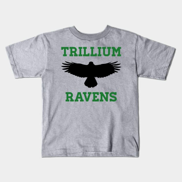 Trillium Ravens Kids T-Shirt by fableillustration